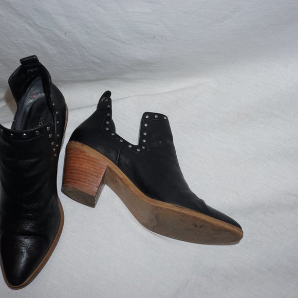 REBECCA MINKOFF Lana Black Studded Bootie split shaft Shootie sz. 8 Cuban heel - Picture 2 of 16